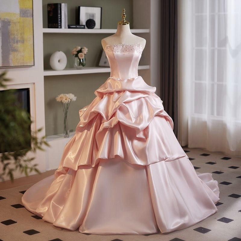 ピンクパールティアードボリュームドレス D2040 – DRESSWOW（ドレスワオ）