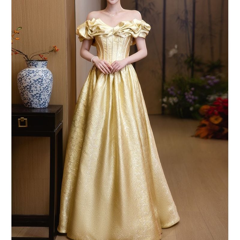 フリルボリュームオフショルダードレス D1511 – DRESSWOW（ドレスワオ）