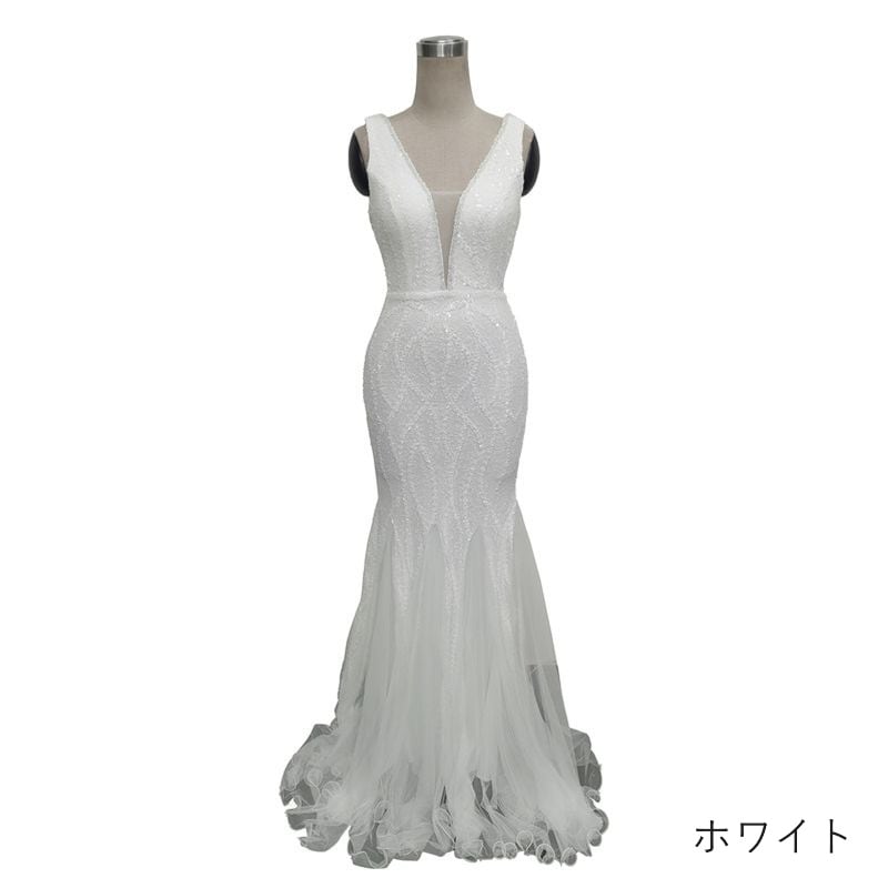 スパンコール裾フレアマーメイドドレス　10color　D1685