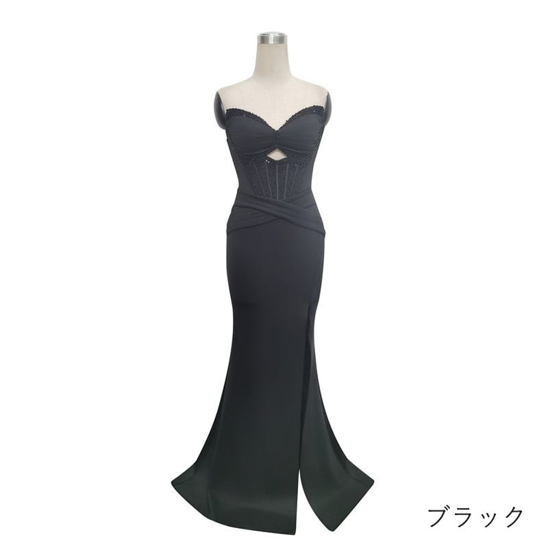 スリットベアトップマーメイドドレス　8color　D1693