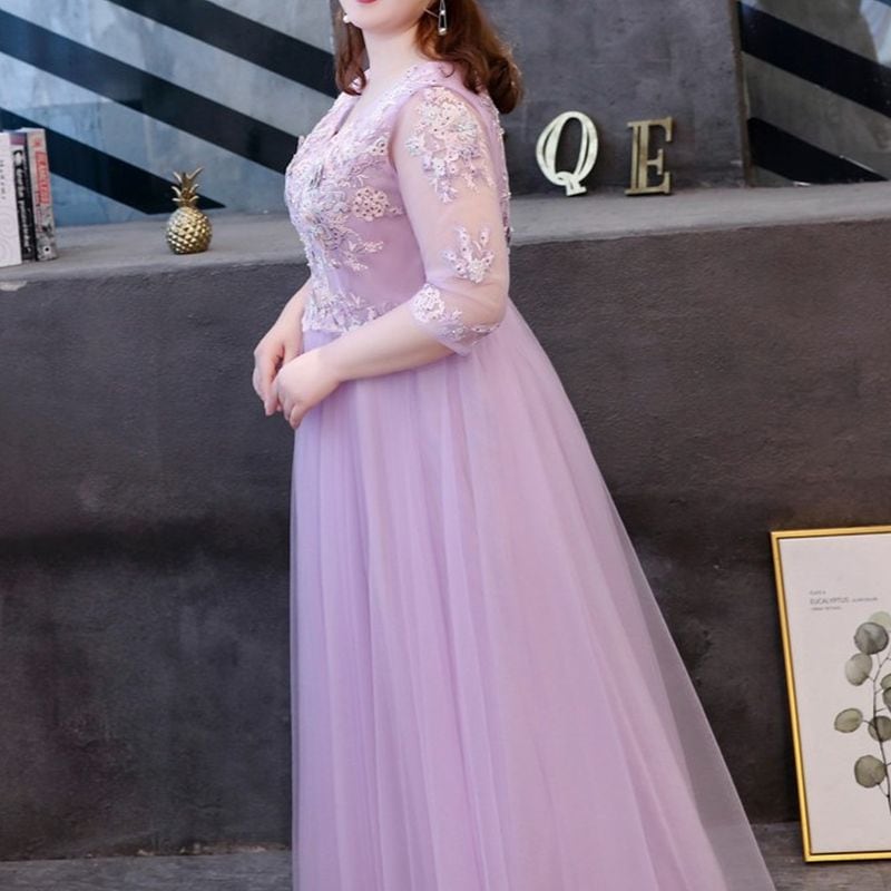 【3XL〜7XL】フラワー装飾チュールドレス　D1562