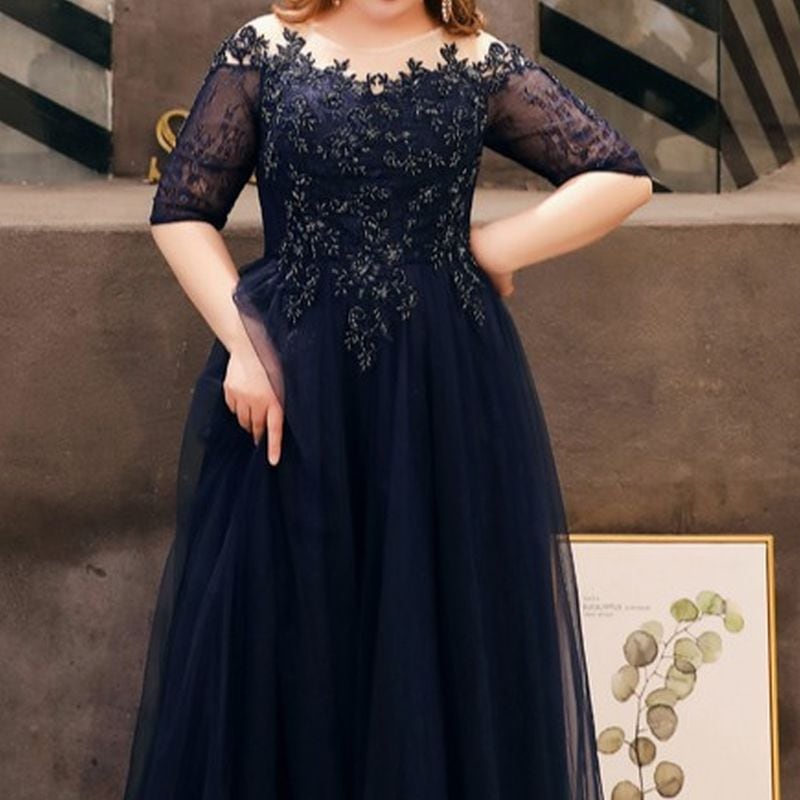 【3XL〜7XL】オフショルダーチュールドレス　D1543
