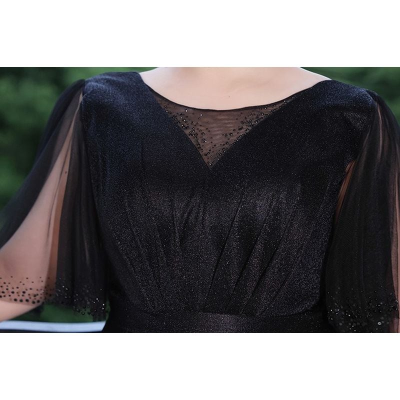 【3XL〜7XL】シアースリーブロングドレス　D1620