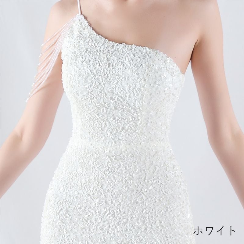 スパンコールワンショルダーマーメイドドレス　7color　D1699