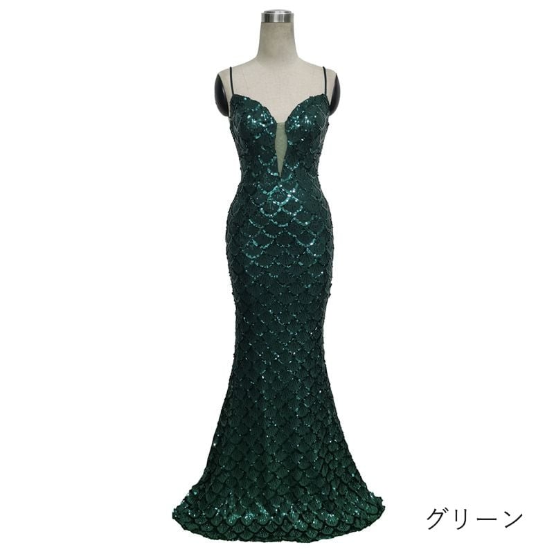 スパンコールキャミソールマーメイドドレス　8color　D1682