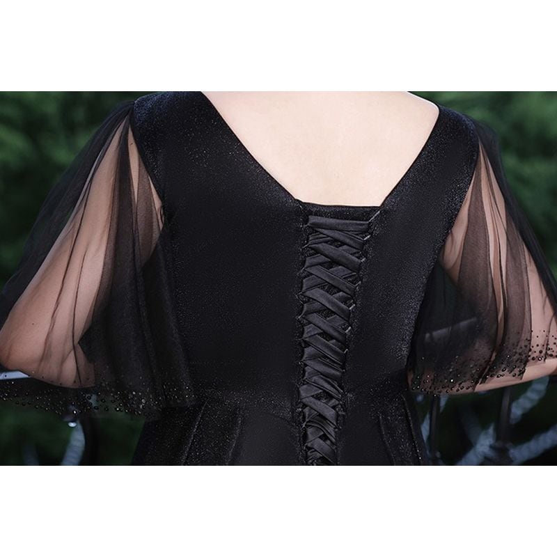【3XL〜7XL】シアースリーブロングドレス　D1620