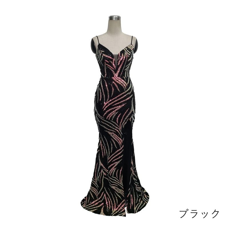 スパンコールキャミソールマーメイドドレス　9color　D1688
