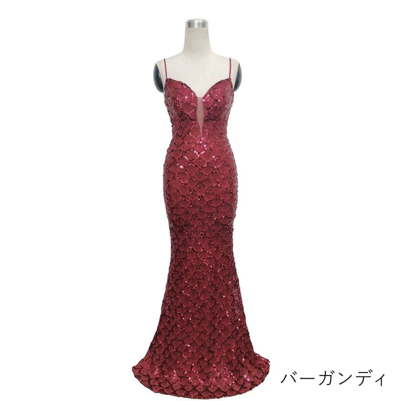 スパンコールキャミソールマーメイドドレス　8color　D1682