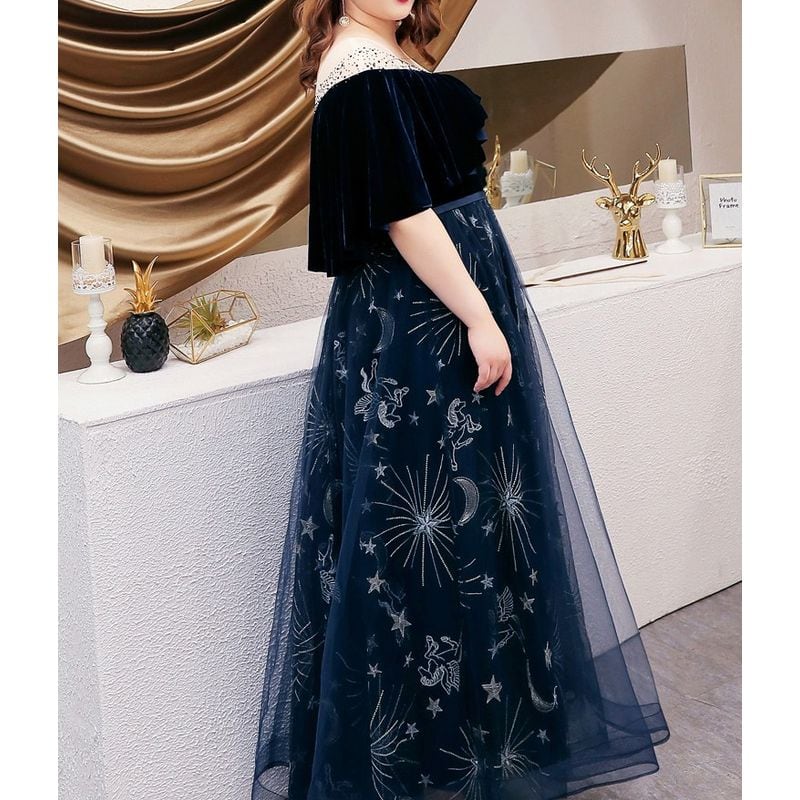 【3XL〜7XL】ケープスリーブロマンティックドレス　D1622