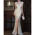 スパンコールクロススリットマーメイドドレス　D1749