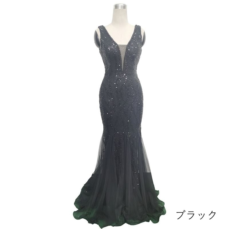 スパンコール裾フレアマーメイドドレス　10color　D1685