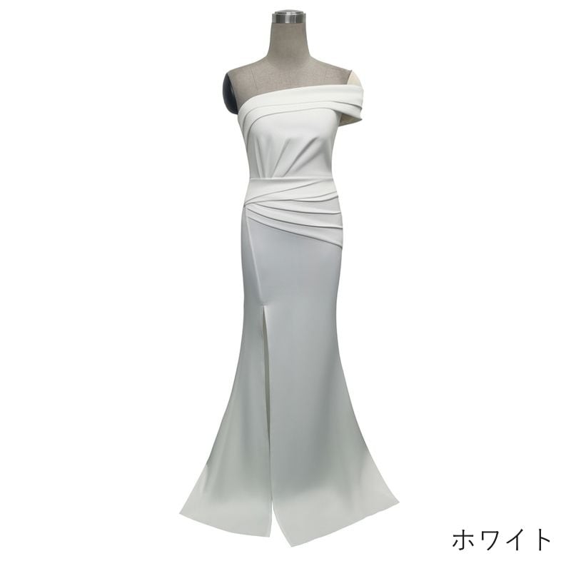 ワンショルダースリットマーメイドドレス　5color　D1704