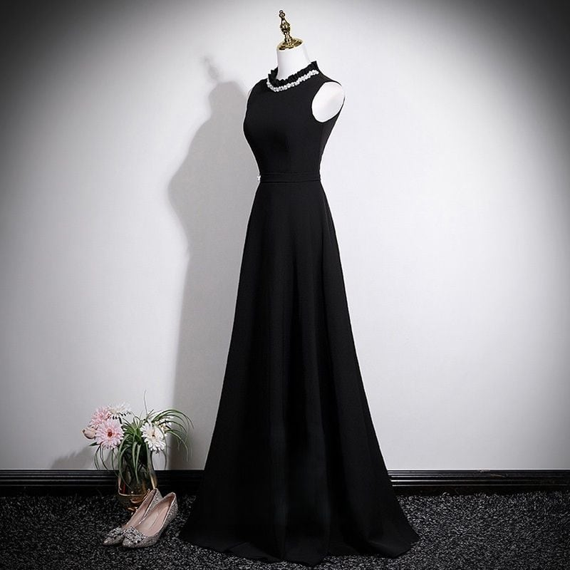 ビジューネックロングドレス　D1723