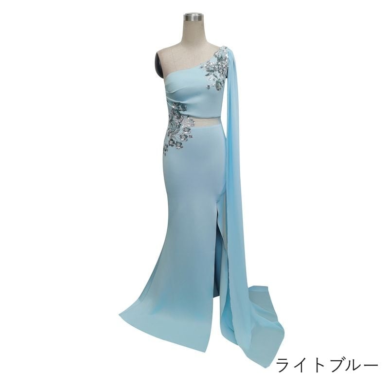 ワンショルダーシアーケープマーメイドドレス　8color　D1686
