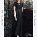 【3XL〜7XL】スパンコール装飾シアーVネックドレス　D1612