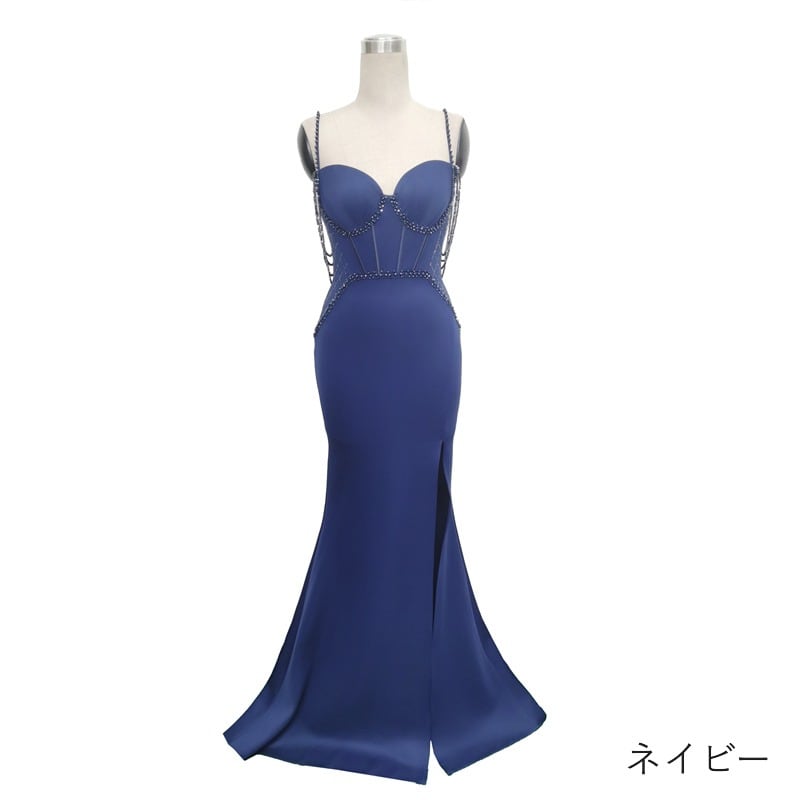 ビーズ装飾スリットマーメイドドレス 9color D1678 – DRESSWOW