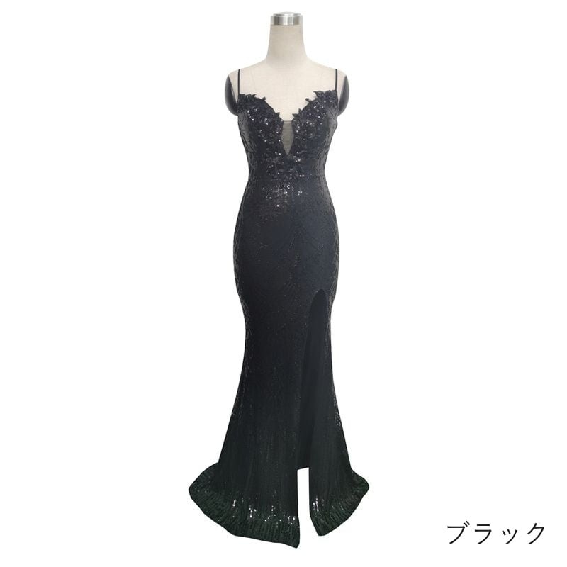 スパンコールキャミソールマーメイドドレス　10color　D1677
