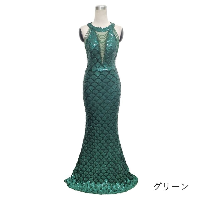 スパンコールアメスリマーメイドドレス　8color　D1692