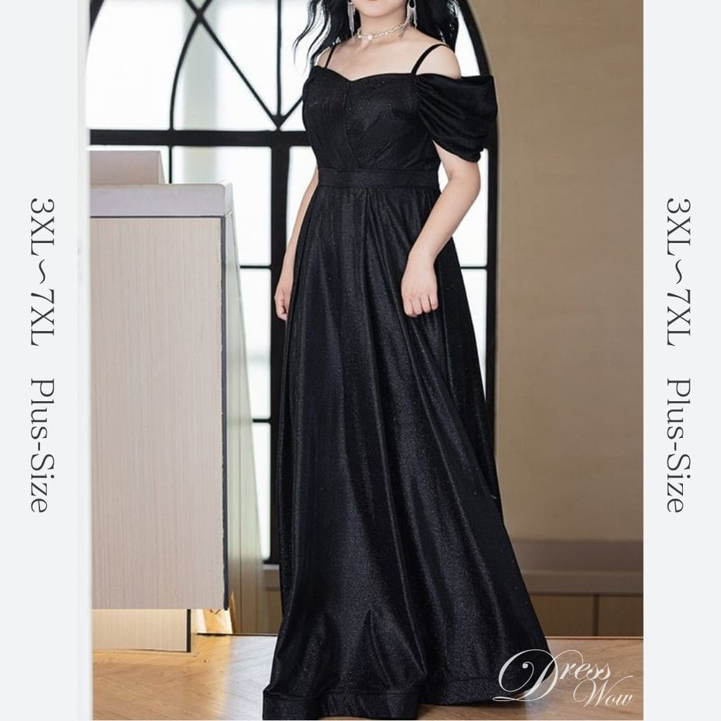 【3XL〜7XL】オフショルダーロングドレス　D1526