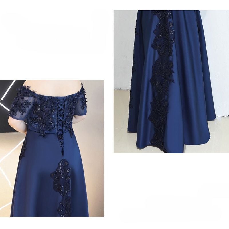 【3XL〜7XL】オフショルダーサテンドレス　2color　D1532
