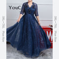 【3XL〜7XL】Vネックレースロングドレス　D1621