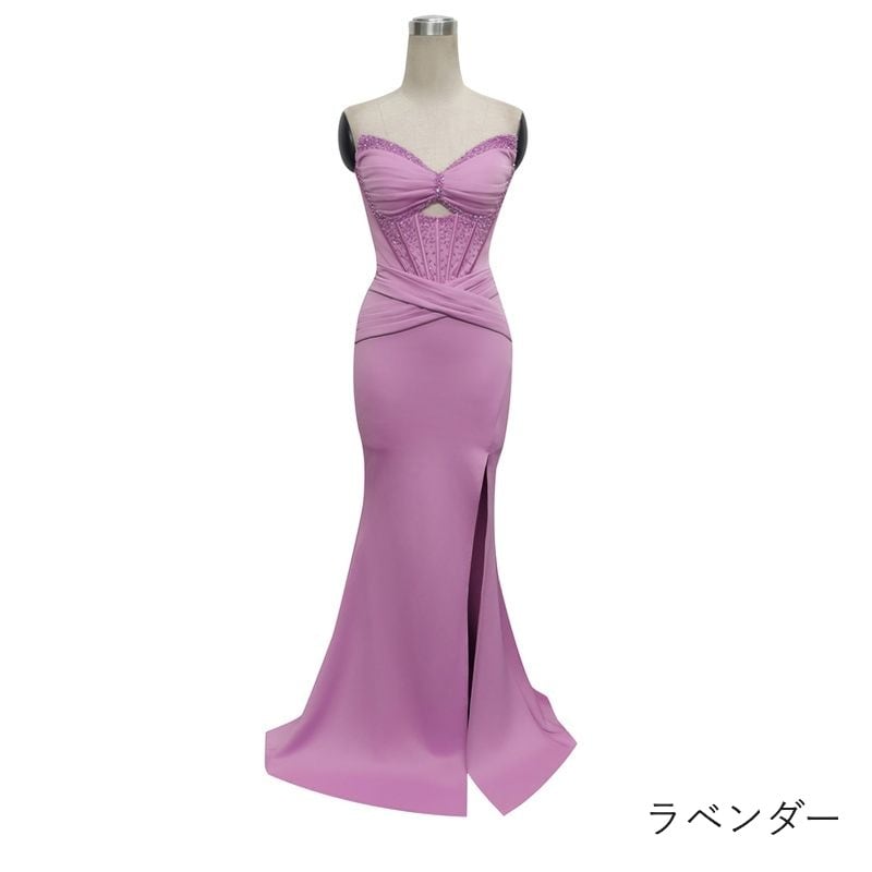 スリットベアトップマーメイドドレス　8color　D1693