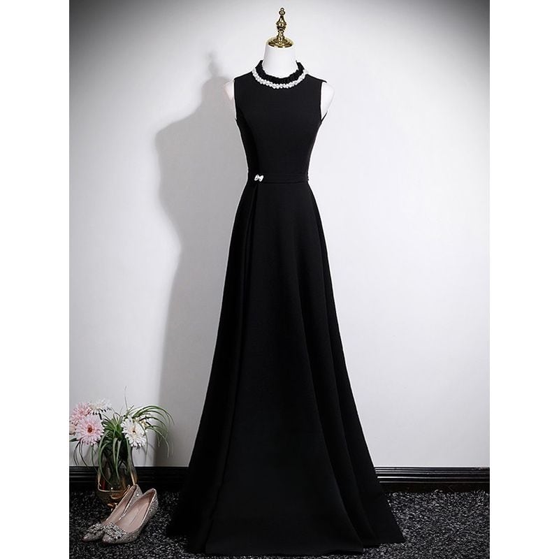 ビジューネックロングドレス　D1723