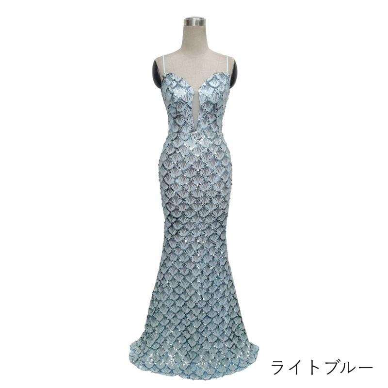 スパンコールキャミソールマーメイドドレス　8color　D1682