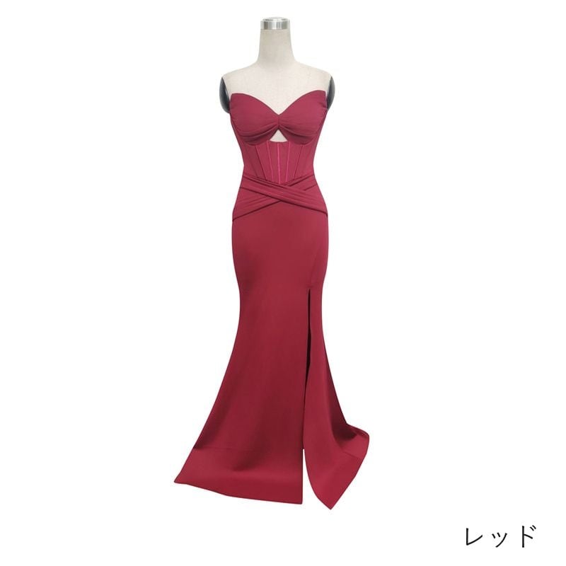 スリットベアトップマーメイドドレス　8color　D1679
