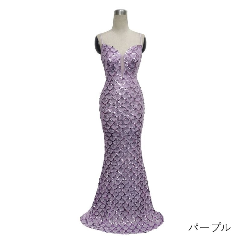 スパンコールキャミソールマーメイドドレス　8color　D1682
