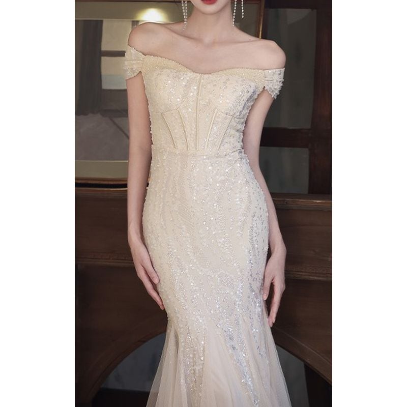 スパンコールオフショルダーマーメイドドレス D1737 – DRESSWOW