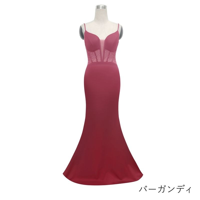 ストーン装飾キャミソールマーメイドドレス　6color　D1707