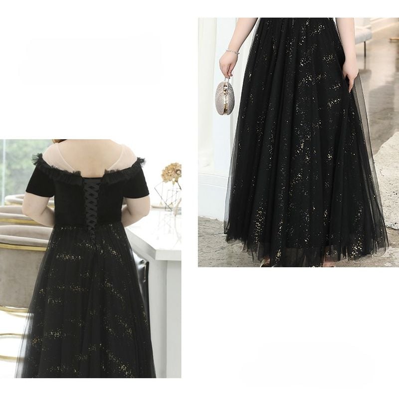 【3XL〜7XL】オフショルダーチュールドレス　D1556
