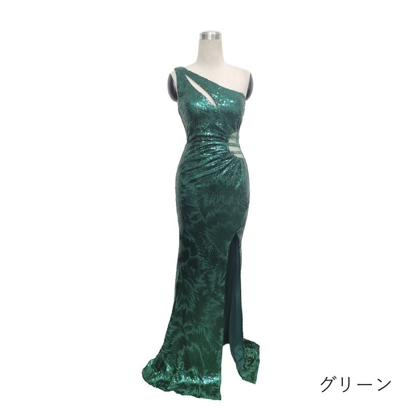 スパンコールワンショルダーマーメイドドレス　8color　D1681
