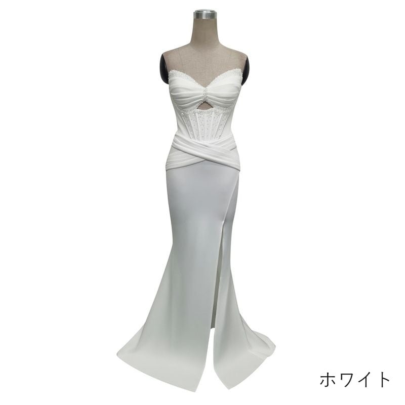 スリットベアトップマーメイドドレス　8color　D1693
