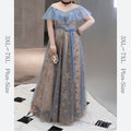 【3XL〜7XL】星柄フリルスリーブチュールドレス　D1607