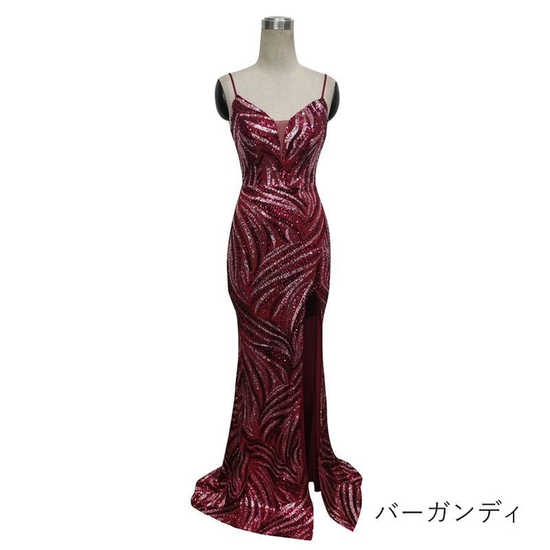 スパンコールキャミソールマーメイドドレス　9color　D1688