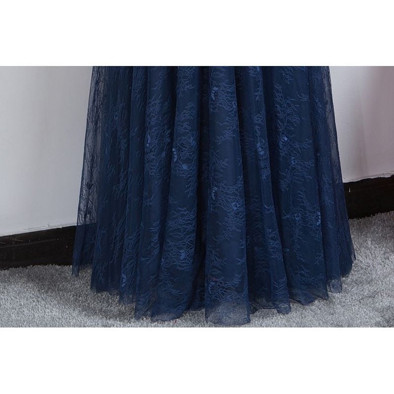 【3XL〜7XL】Vネックレースロングドレス　D1621
