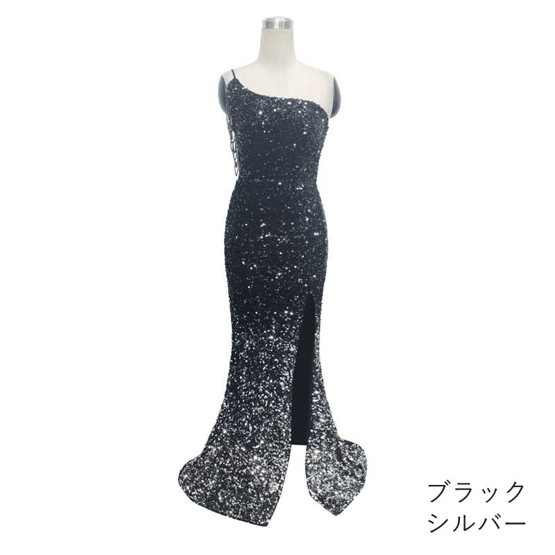 スパンコールワンショルダーマーメイドドレス　7color　D1699