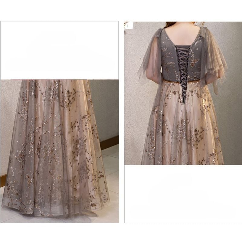 【3XL〜7XL】ケープスリーブチュールドレス　D1582