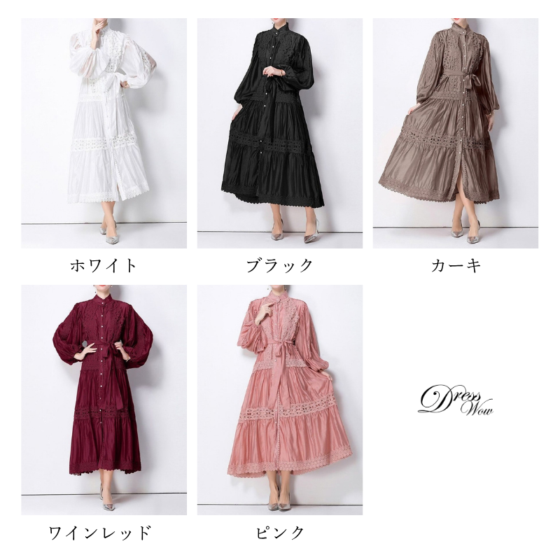 ギャザーアンティークワンピース　5color　D2165