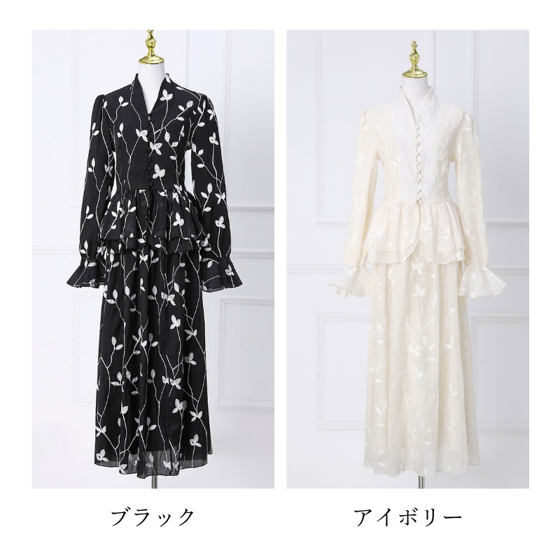 リーフエンブロイダリーセットアップ　2color　D2156
