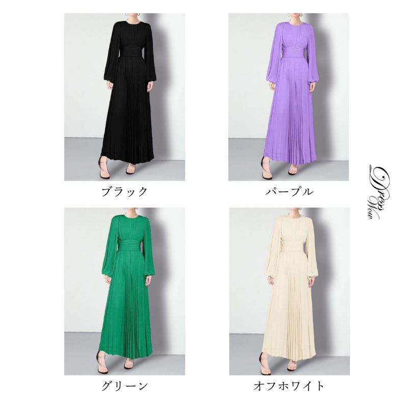 ウエストマークプリーツワンピース　4color　D2159