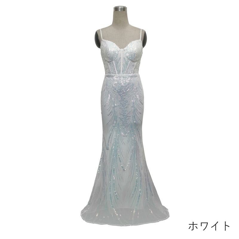 スパンコールキャミソールマーメイドドレス　10color　D1701