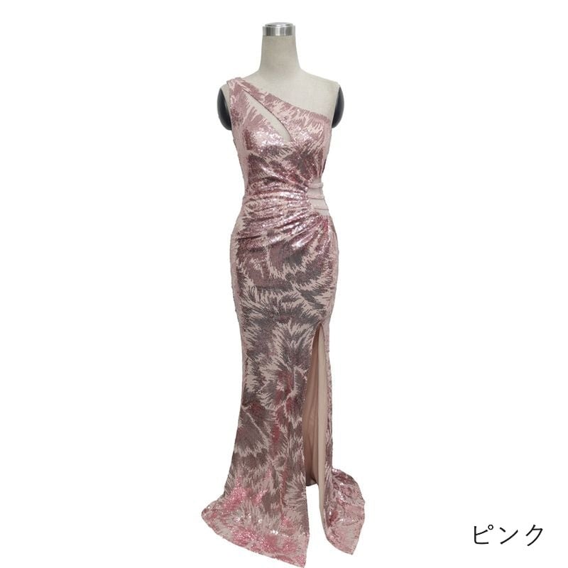 スパンコールワンショルダーマーメイドドレス　8color　D1681