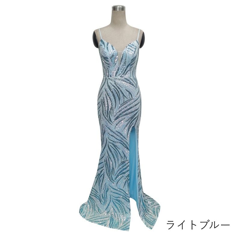 スパンコールキャミソールマーメイドドレス　9color　D1688