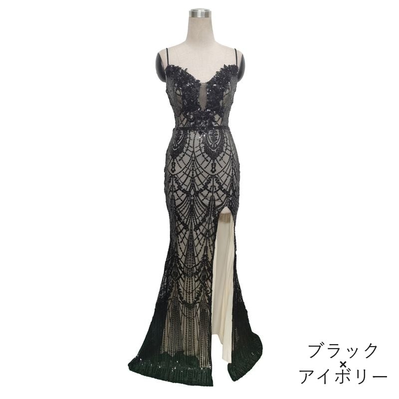 スパンコールキャミソールマーメイドドレス　10color　D1677