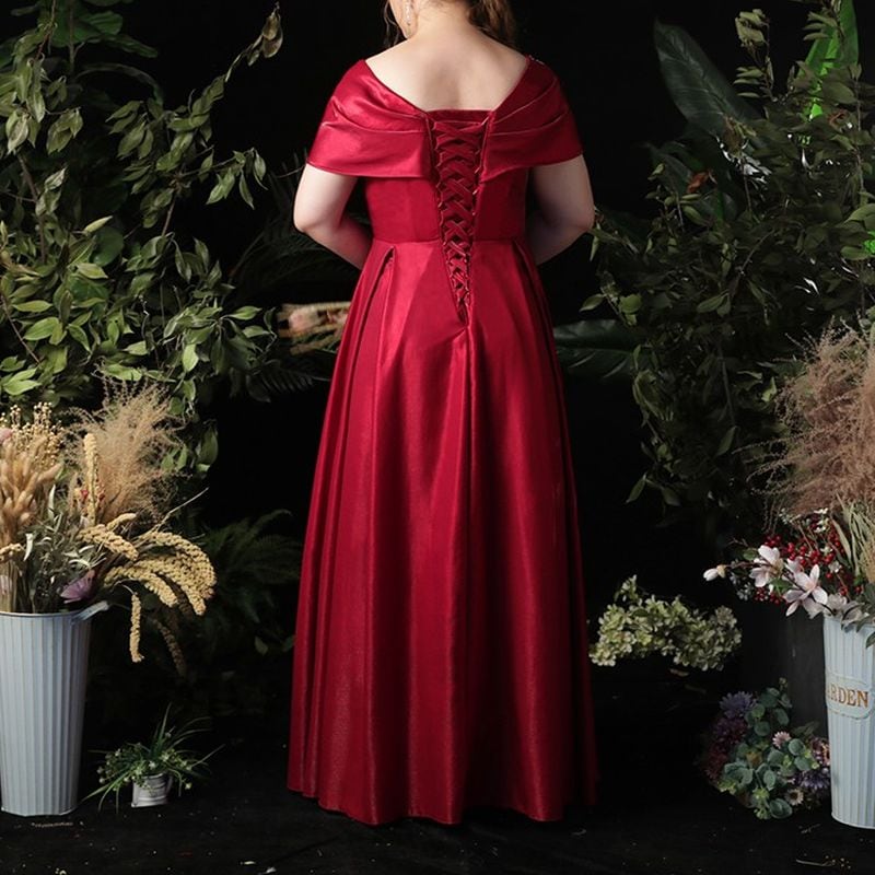 3XL〜7XL】Vネックサテンロングドレス D1551 – DRESSWOW（ドレスワオ）