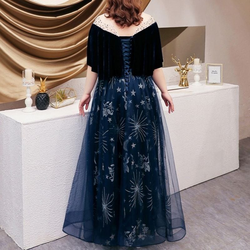 3XL〜7XL】ケープスリーブロマンティックドレス D1622 – DRESSWOW