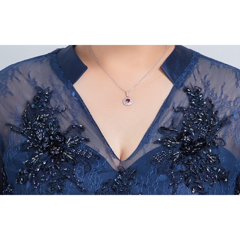 3XL〜7XL】Vネックレースロングドレス D1621 – DRESSWOW（ドレスワオ）